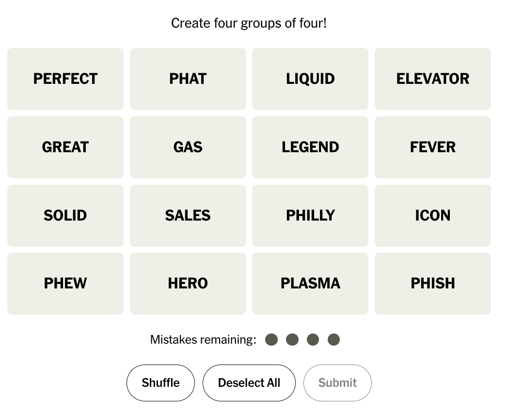 New York Times Connections game